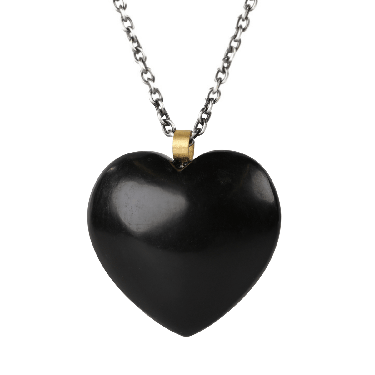 Petrified Wood Heart Pendant with 22K Bale - Peridot Fine Jewelry - Rosanne Pugliese