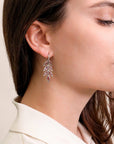 Platinum & Pink Tourmaline "Falling Leaf" Earrings with Pave Diamond Details - Peridot Fine Jewelry - Cathy Waterman