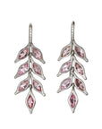 Platinum & Pink Tourmaline "Falling Leaf" Earrings with Pave Diamond Details - Peridot Fine Jewelry - Cathy Waterman