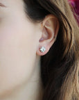 Platinum Prong - Set Square Aquamarine Amethyst "Thorn" Post Earrings - Peridot Fine Jewelry - Cathy Waterman