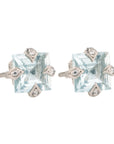 Platinum Prong - Set Square Aquamarine Amethyst "Thorn" Post Earrings - Peridot Fine Jewelry - Cathy Waterman
