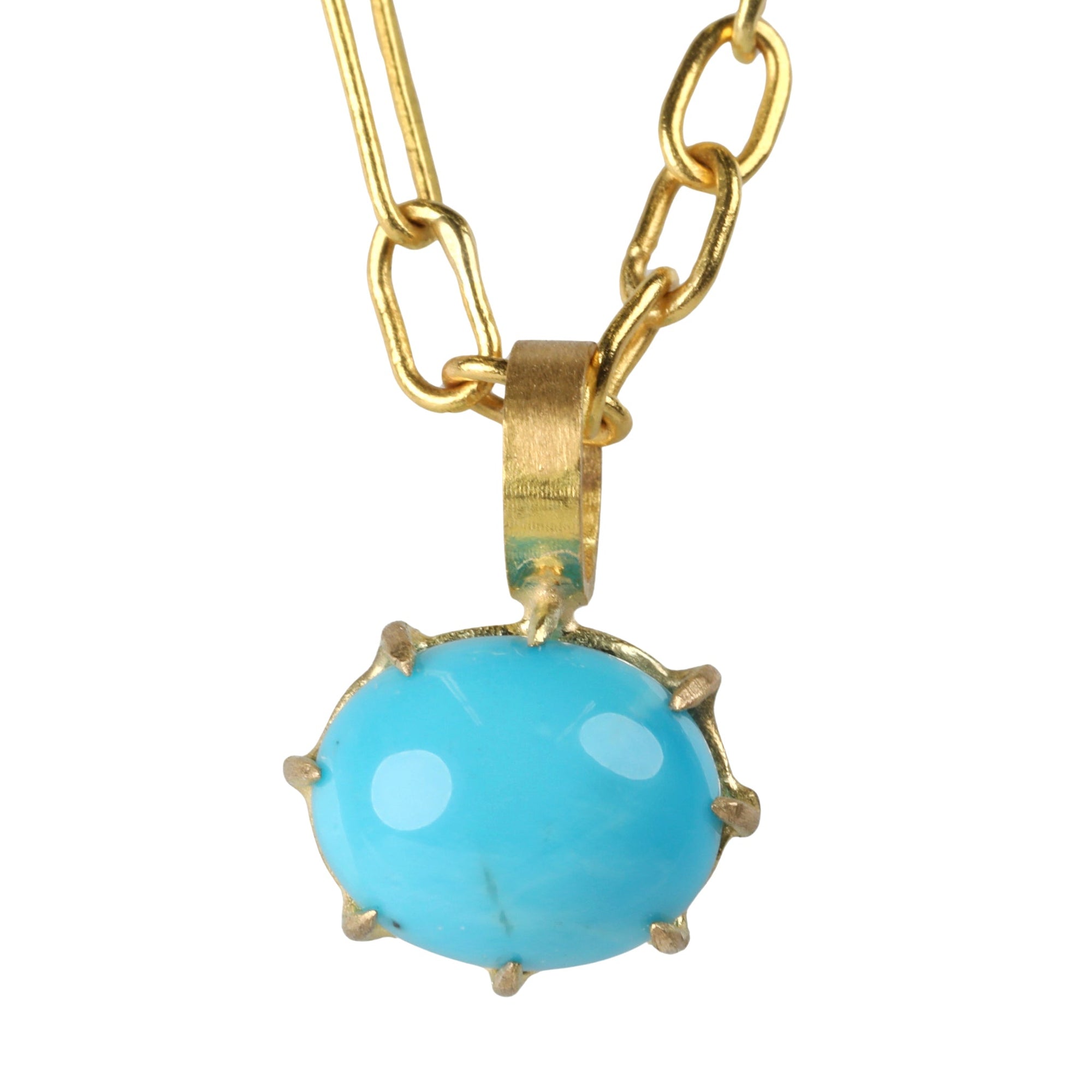 Prong-Set Oval Sleeping Beauty Turquoise Pendant - Peridot Fine Jewelry - Rosanne Pugliese