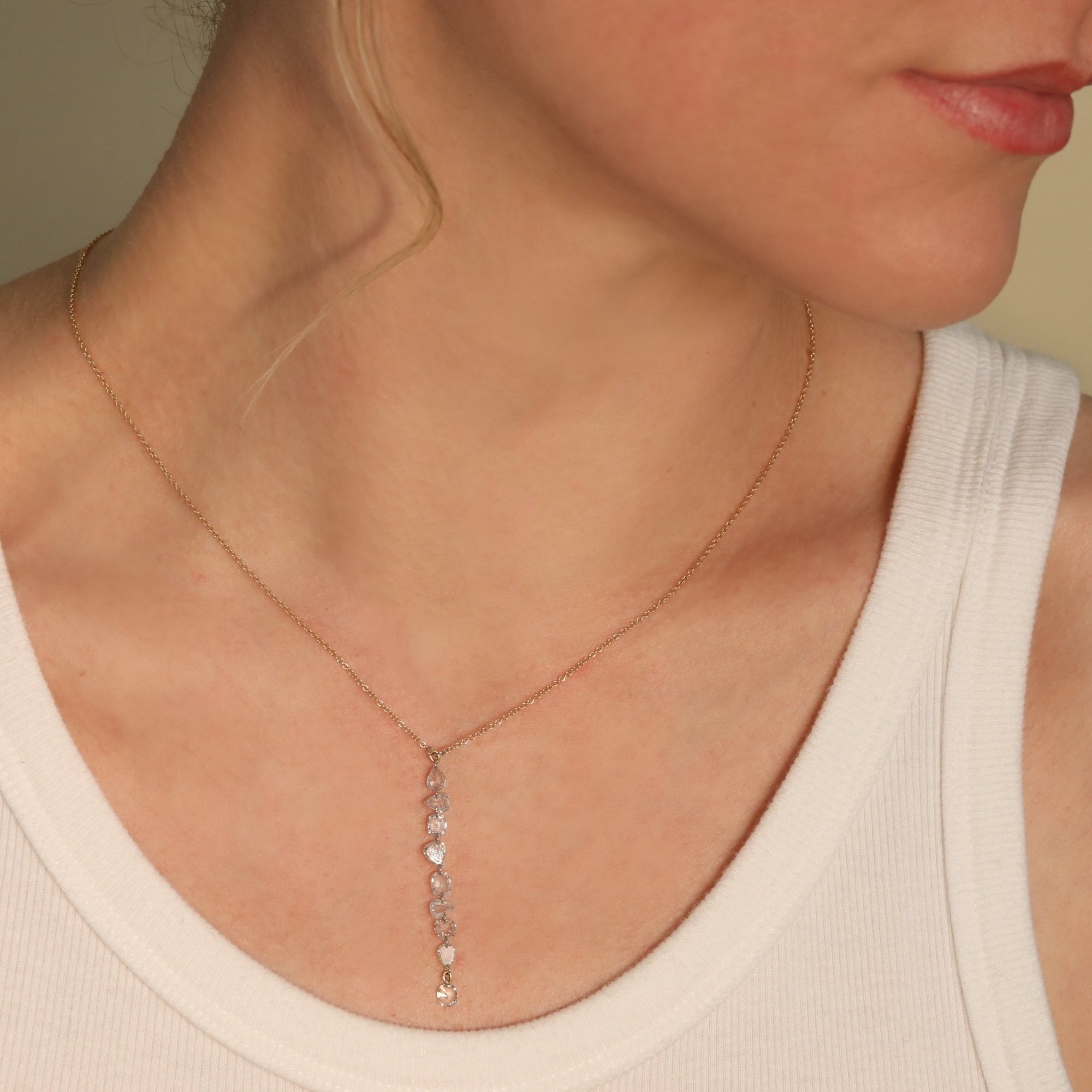 Rose - Cut Free - Set Diamond Lariat Necklace - Peridot Fine Jewelry - TAP by Todd Pownell