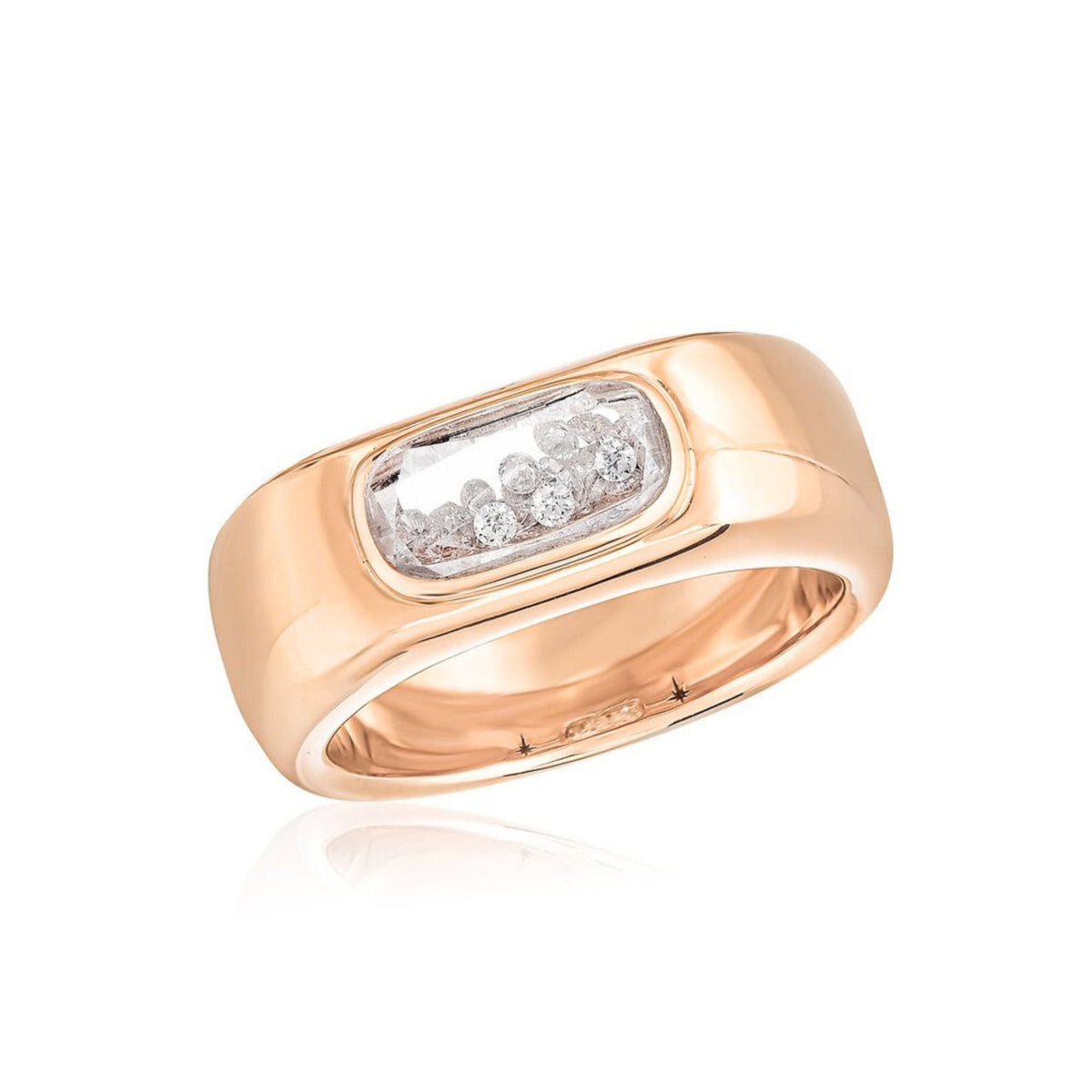 Rose Gold "Dalila" Cigar Band with Rectangular Diamond "Shake" - Peridot Fine Jewelry - Moritz Glik