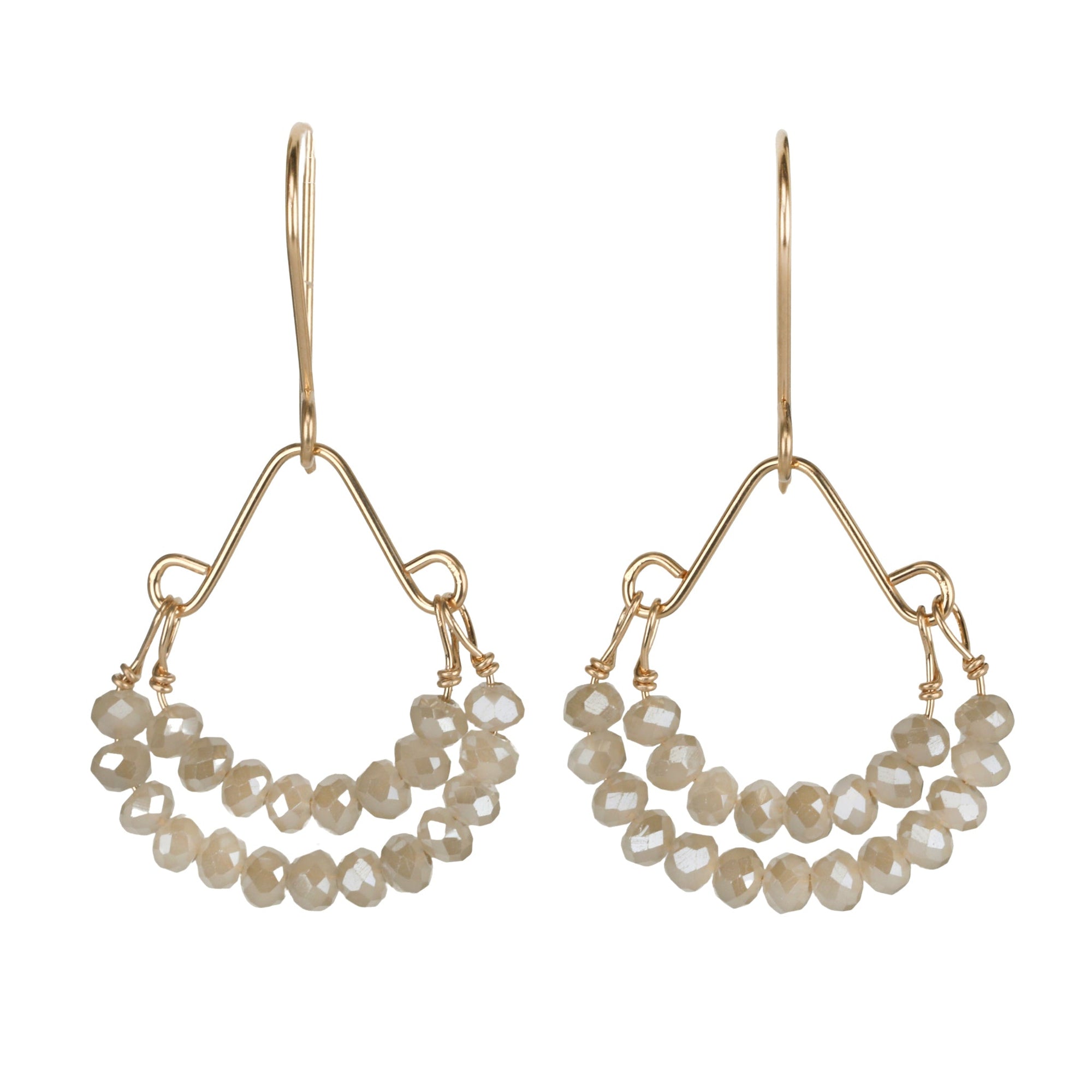 Sandy Quartz Beaded &quot;Double Hoop&quot; Earrings - Peridot Fine Jewelry - Debbie Fisher