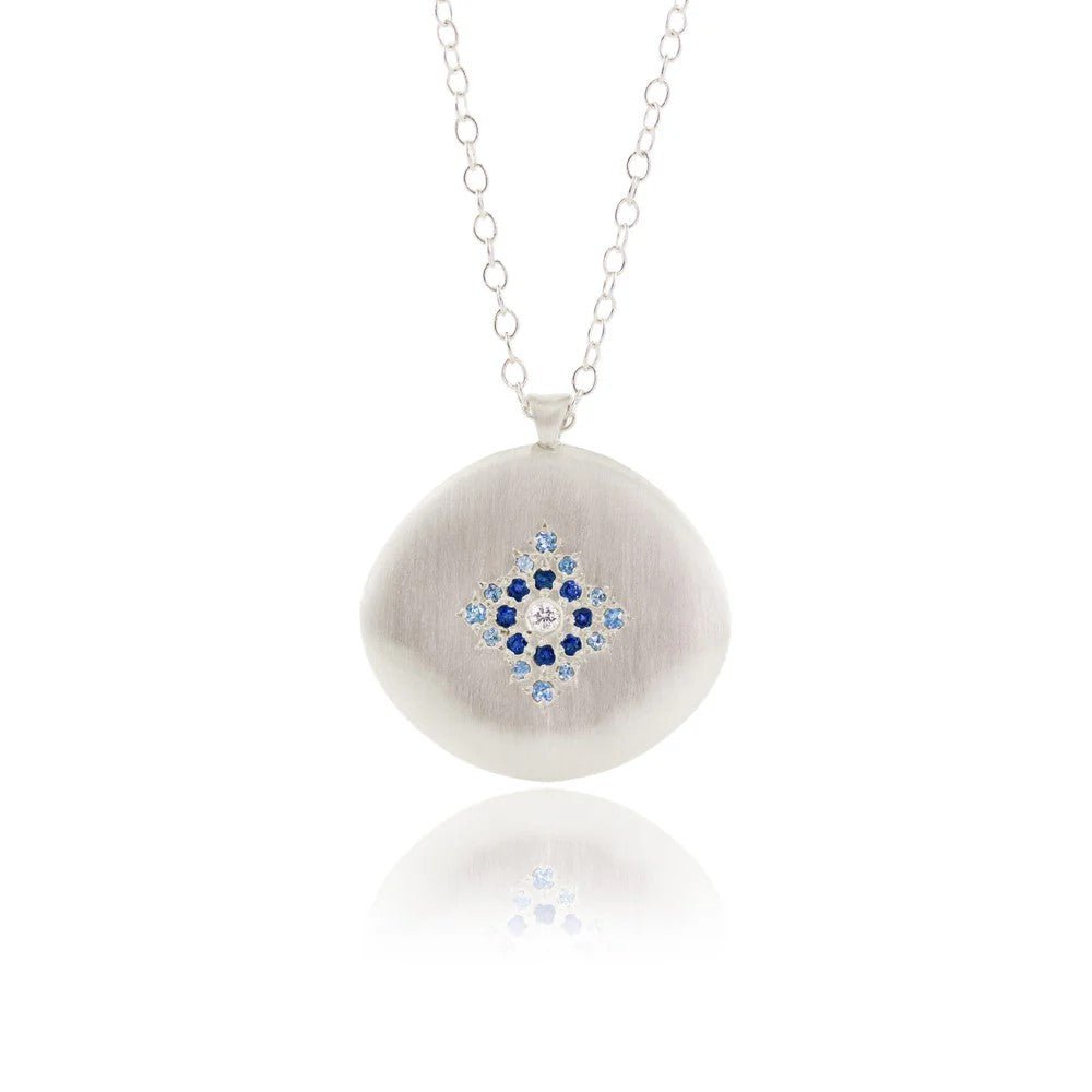 Silver &quot;Star Light&quot; Necklace with Aquamarines and Blue Sapphires - Peridot Fine Jewelry - Adel Chefridi