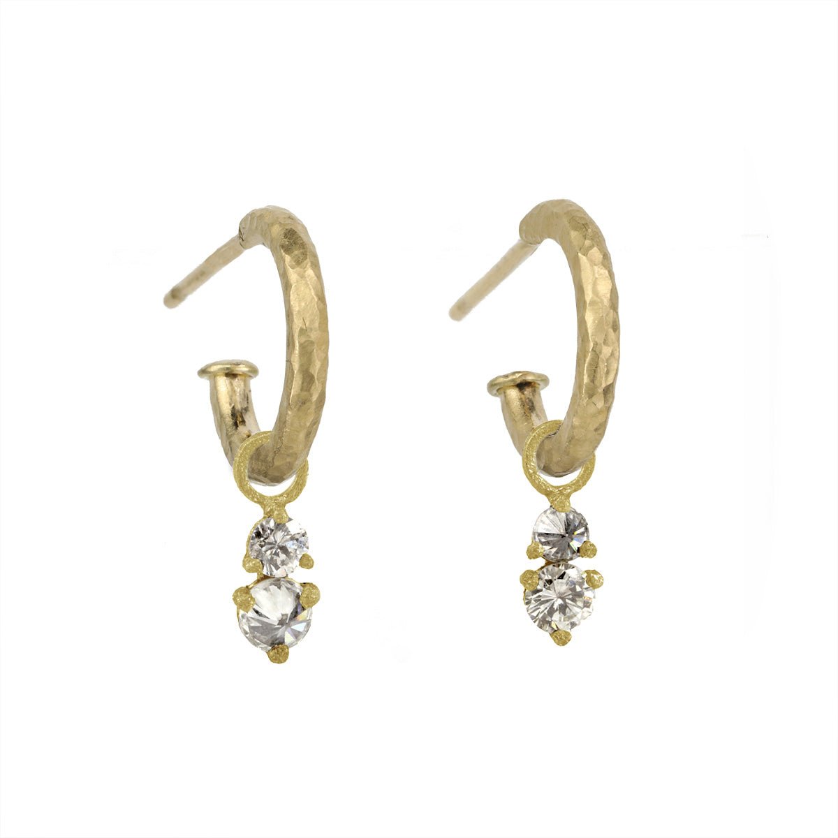 Small 18K Yellow Gold Prong - Set Diamond "Hoop Charms" - Peridot Fine Jewelry - TAP by Todd Pownell