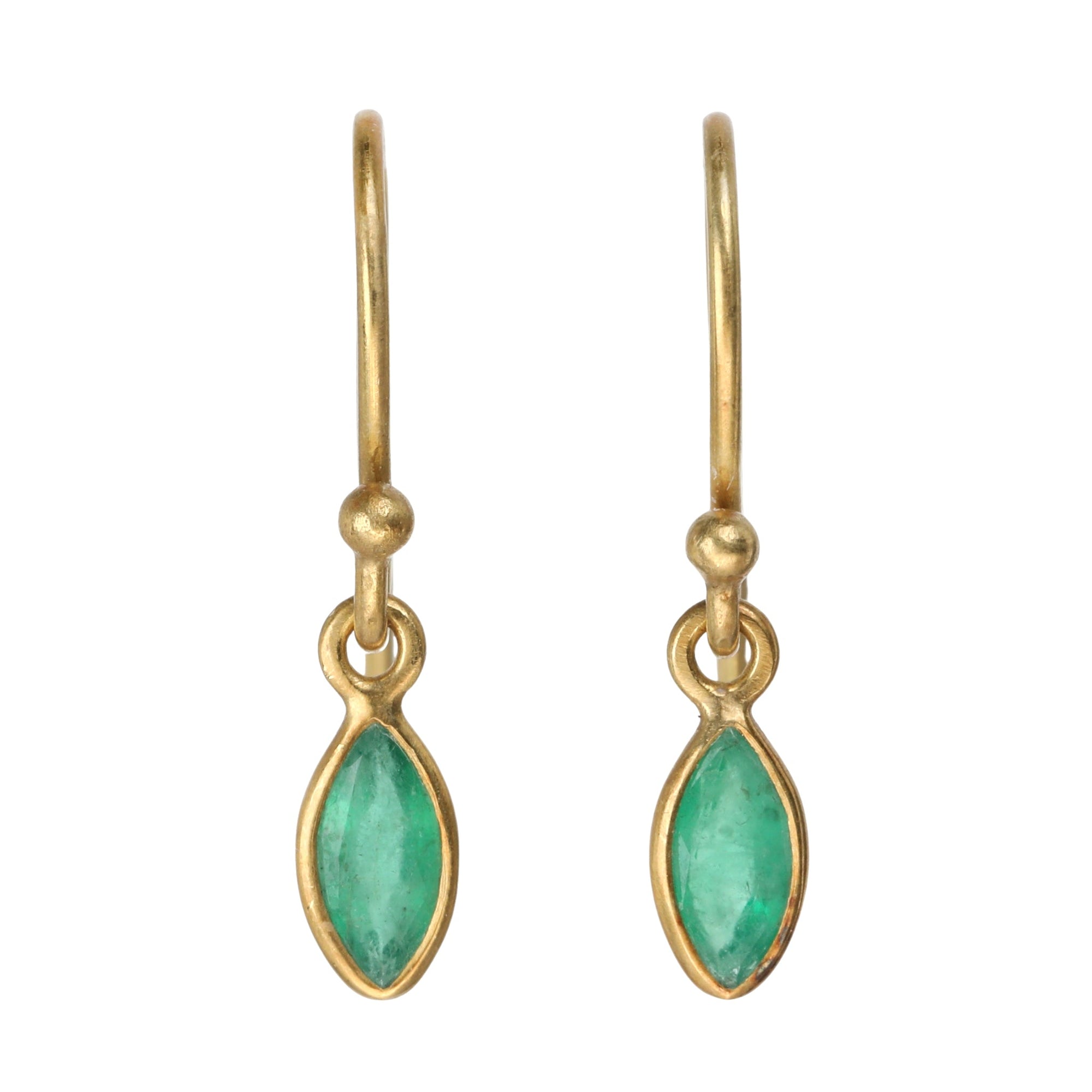 Small Marquise Emerald Drop Earrings - Peridot Fine Jewelry - Kothari