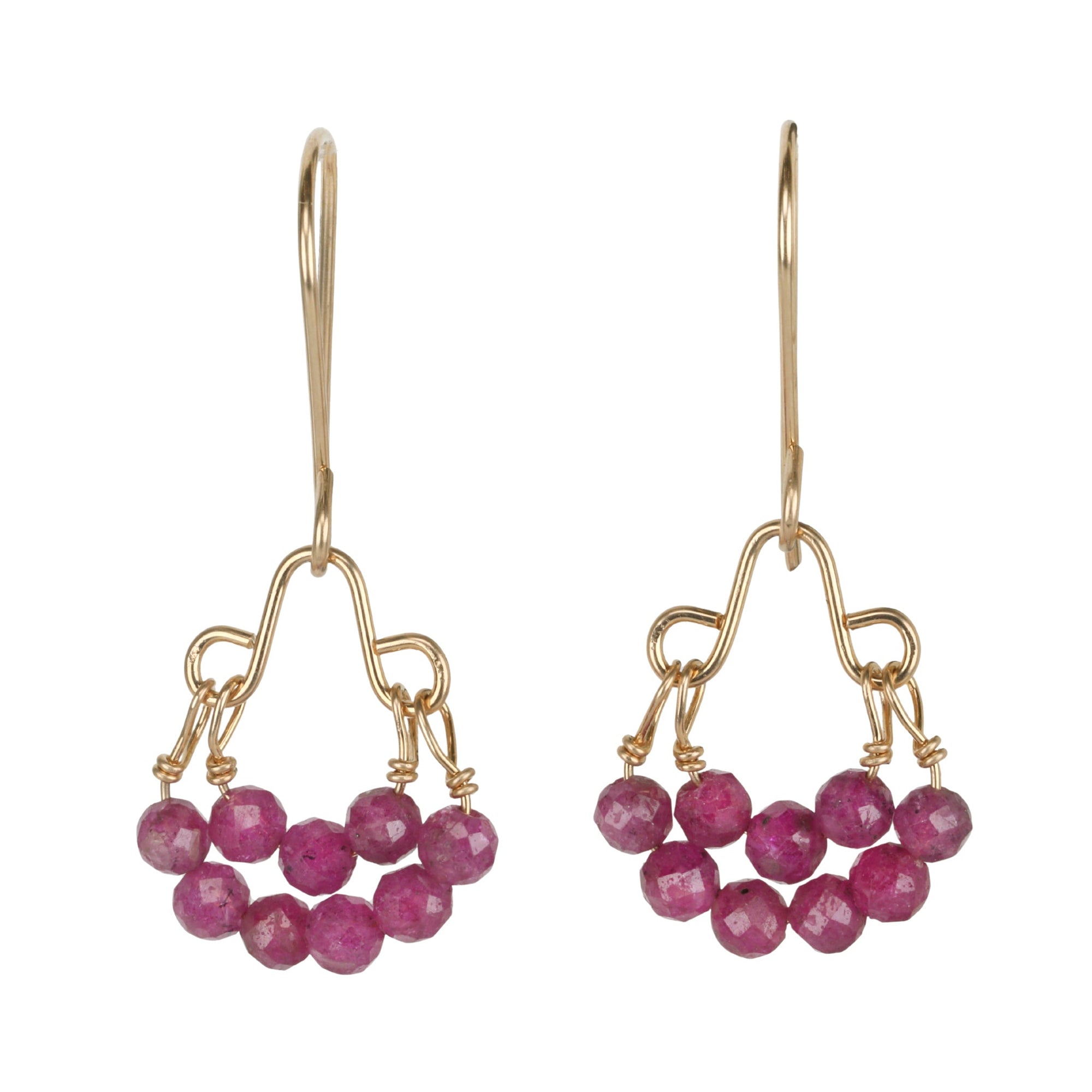 Small Ruby Beaded &quot;Double Hoop&quot; Earrings - Peridot Fine Jewelry - Debbie Fisher
