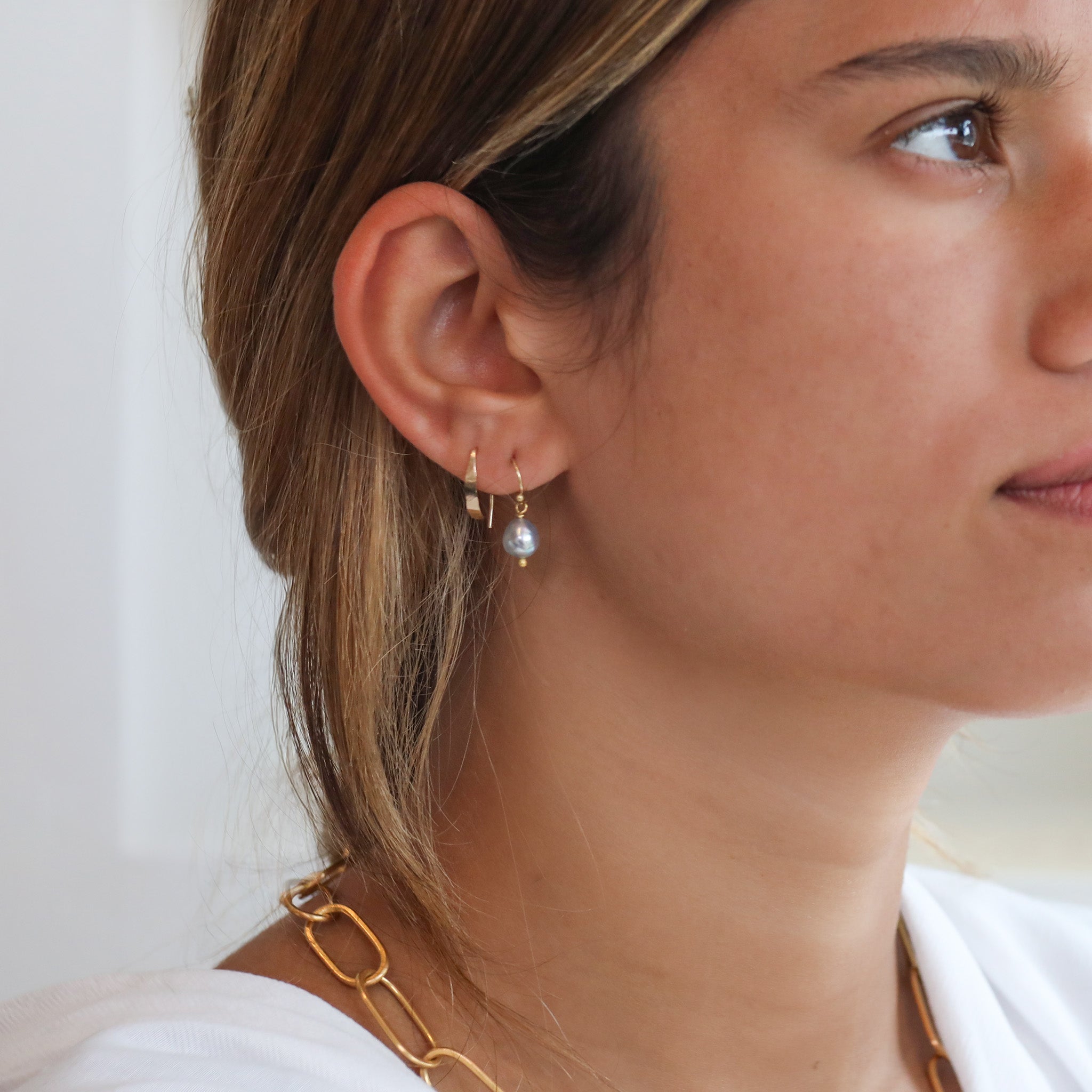 Melissa Joy Manning Gold Extra Small Wishbone Hoop Earrings