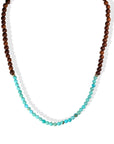 Smaller Turquoise & Wood Beaded Necklace with 14K Accent Beads & Clasp - Peridot Fine Jewelry - Zahava