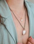 Smooth Oval Phantom Quartz Pendant with 22K Gold Wide Bale - Peridot Fine Jewelry - Rosanne Pugliese