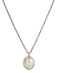 Smooth Oval Phantom Quartz Pendant with 22K Gold Wide Bale - Peridot Fine Jewelry - Rosanne Pugliese