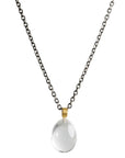Smooth Rock Crystal Egg Pendant with 22K Gold Bale - Peridot Fine Jewelry - Rosanne Pugliese