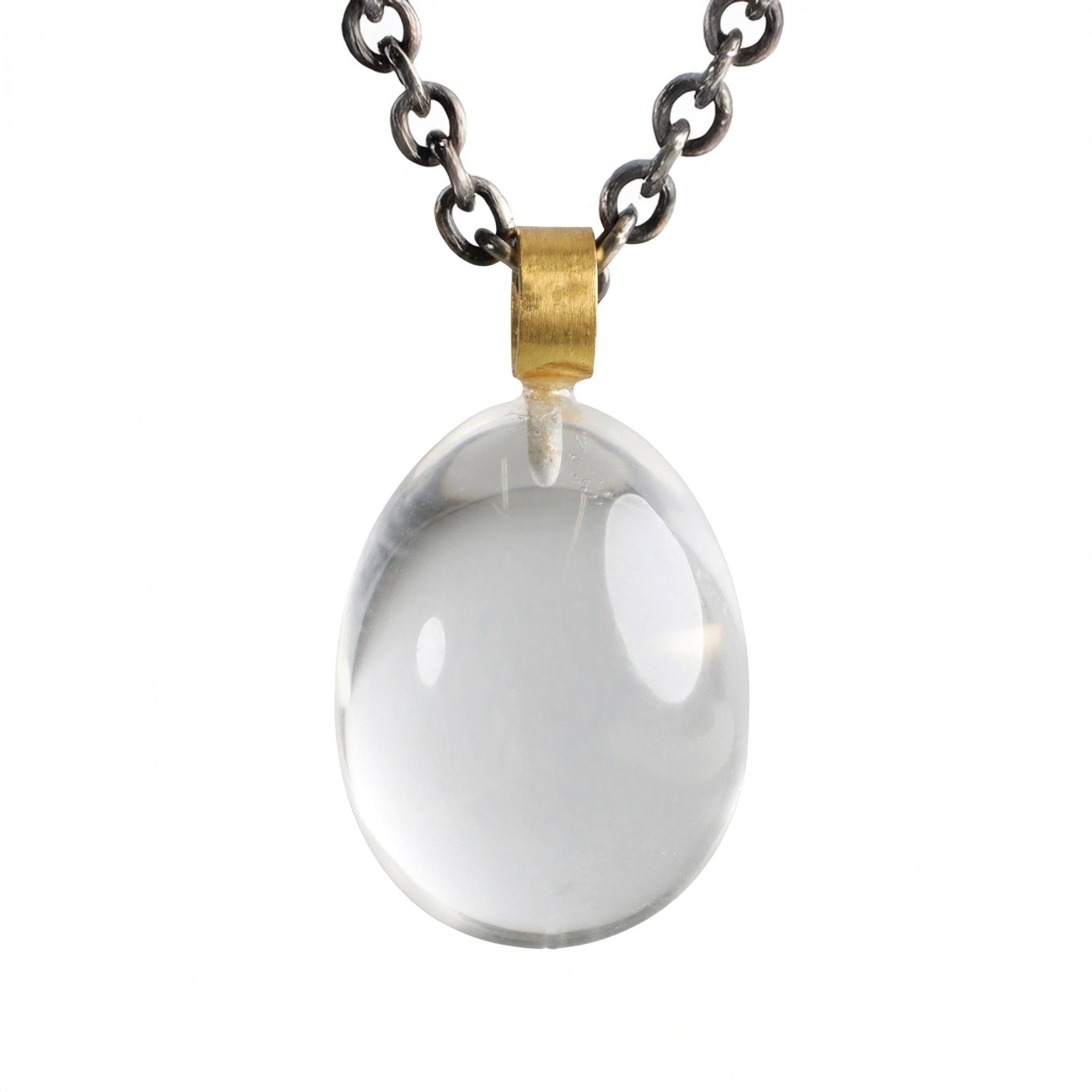 Rosanne Pugliese Smooth Rock Crystal Egg Pendant with 22K Gold Bale ...