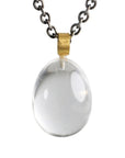 Smooth Rock Crystal Egg Pendant with 22K Gold Bale - Peridot Fine Jewelry - Rosanne Pugliese