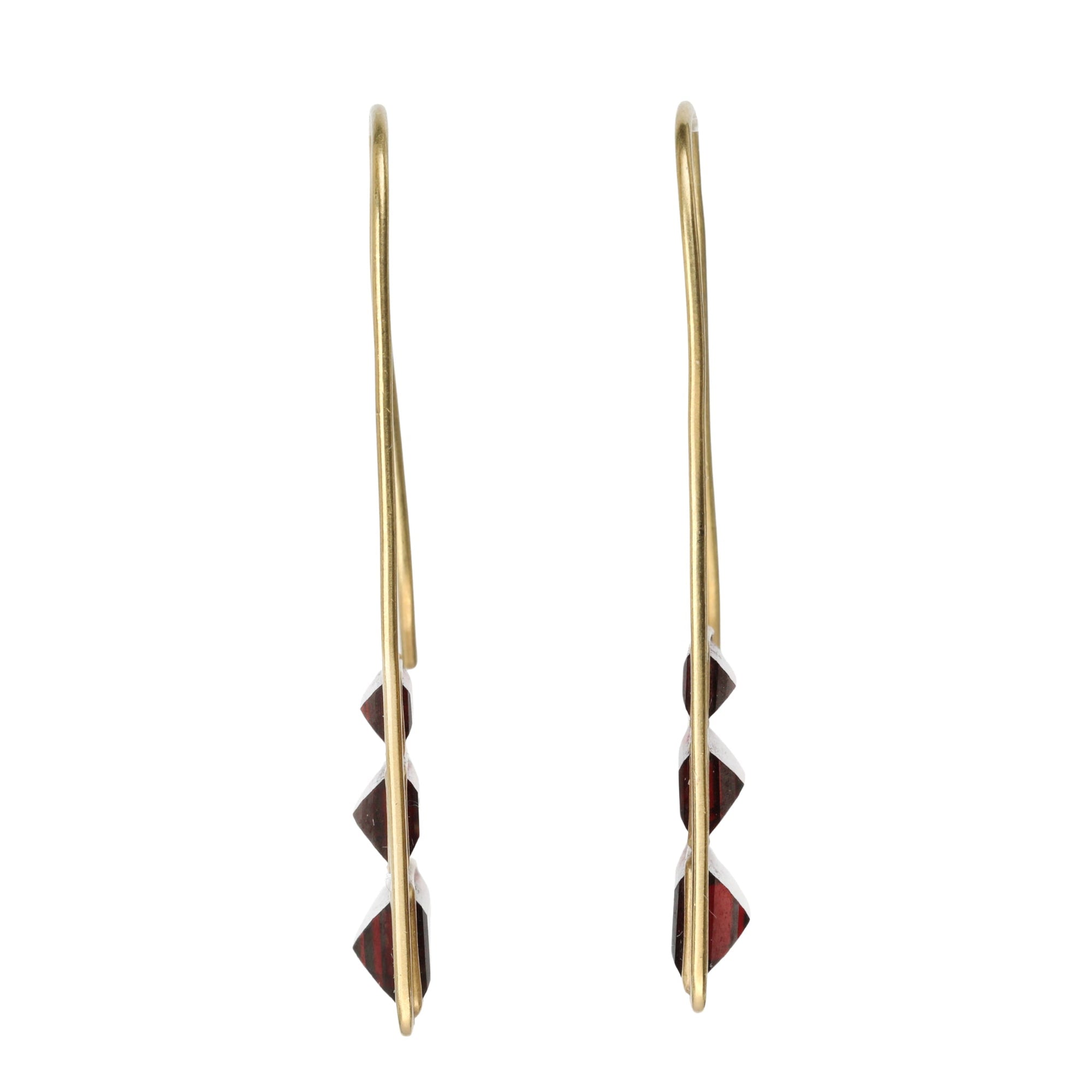 Stacked Garnet Baguette Hoop Earrings - Peridot Fine Jewelry - Trielle Fine Jewelry