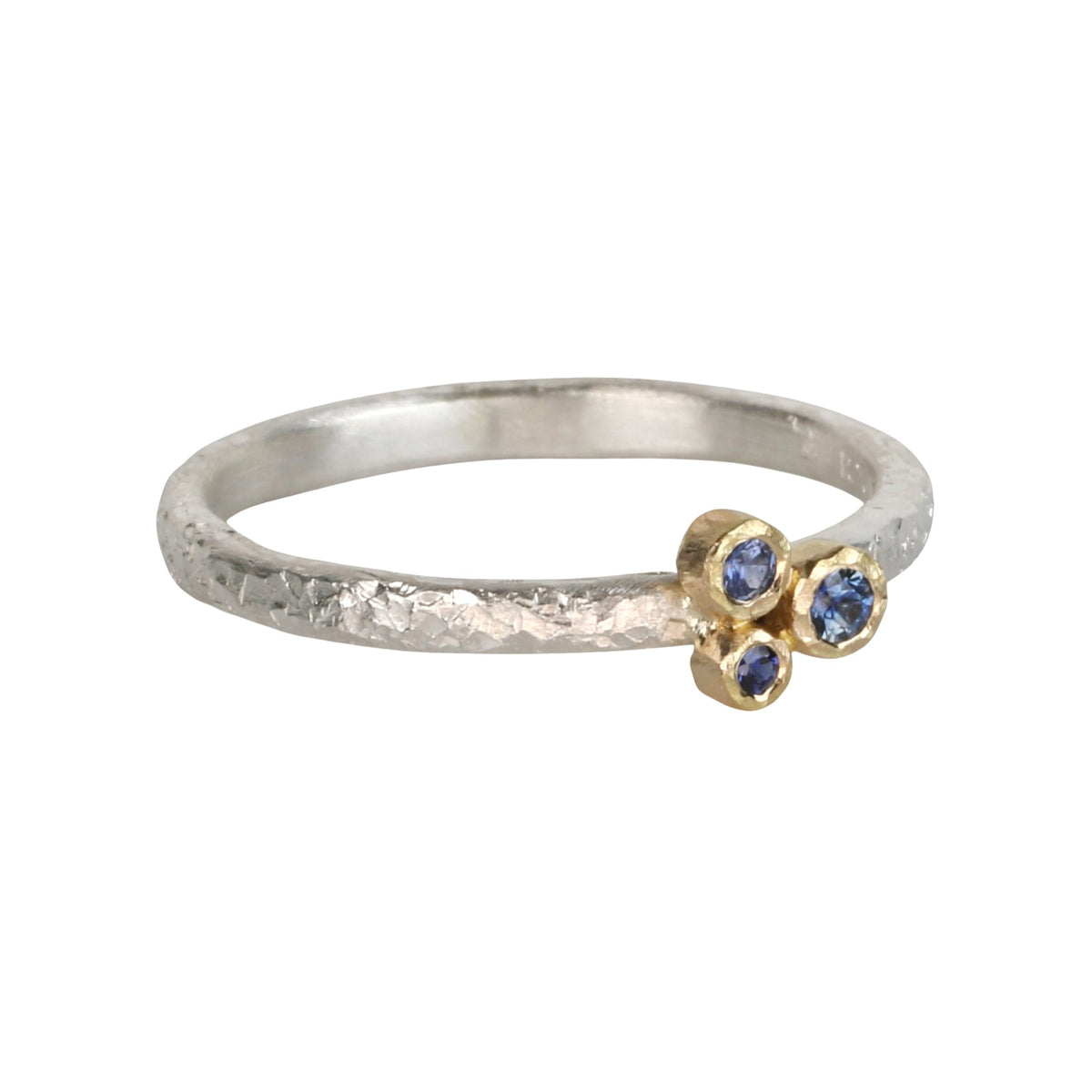 Sterling Silver & 18K Bezel-Set Blue Sapphire "Triplet" Ring - Peridot Fine Jewelry - Yasuko Azuma