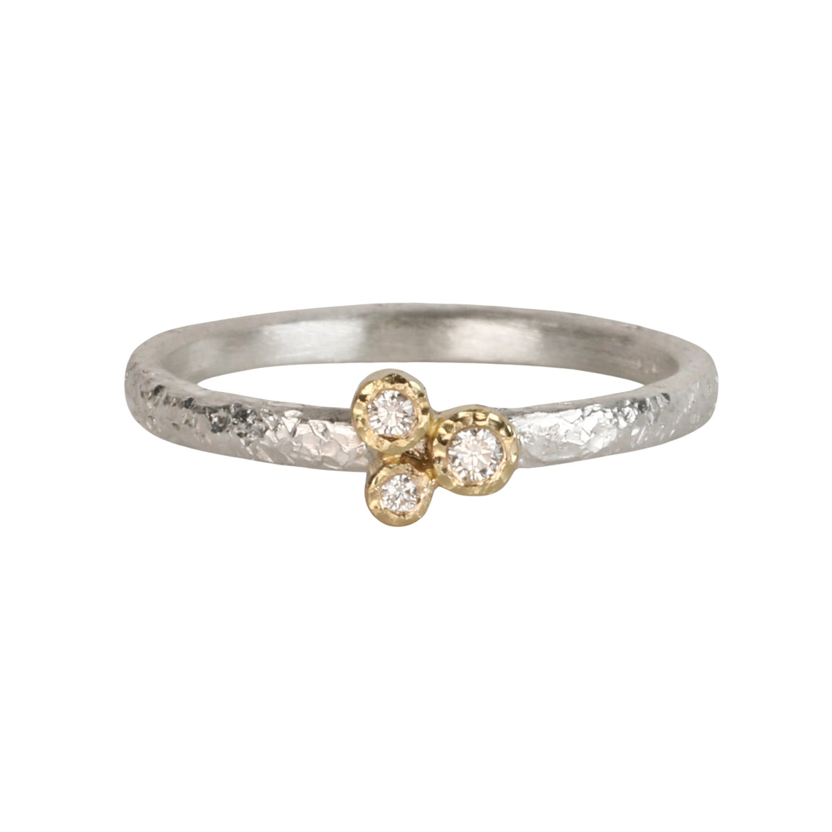 Sterling Silver & 18K Bezel-Set Diamond "Triplet" Ring - Peridot Fine Jewelry - Yasuko Azuma