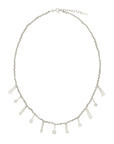 Sterling Silver Chain & Grey Silk Woven Necklace Featuring Five Bezel-Set Grey Diamond Slice Drops & Chain "Fringe" Stations - Peridot Fine Jewelry - Marie Laure Chamorel
