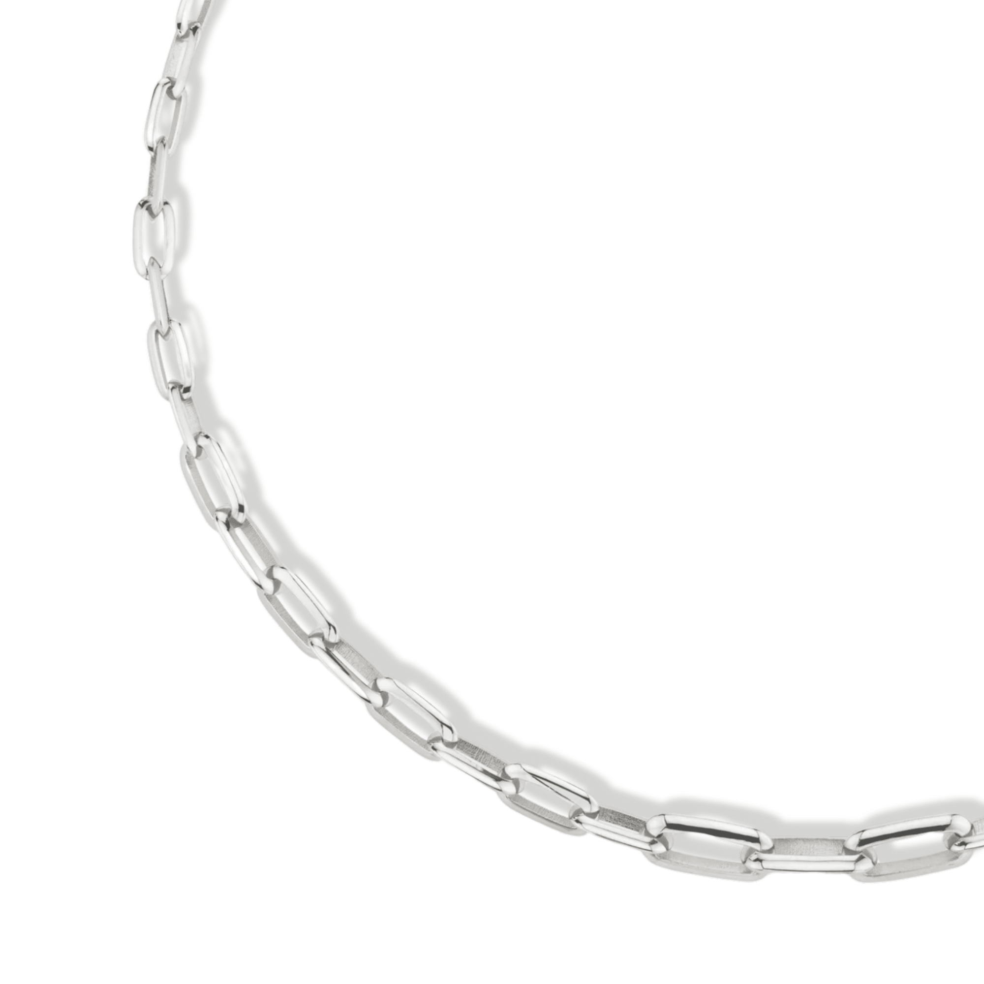 Sterling Silver "Chubby" Graduated Knife Edge Oval Link Necklace - Peridot Fine Jewelry - Lizzie Mandler
