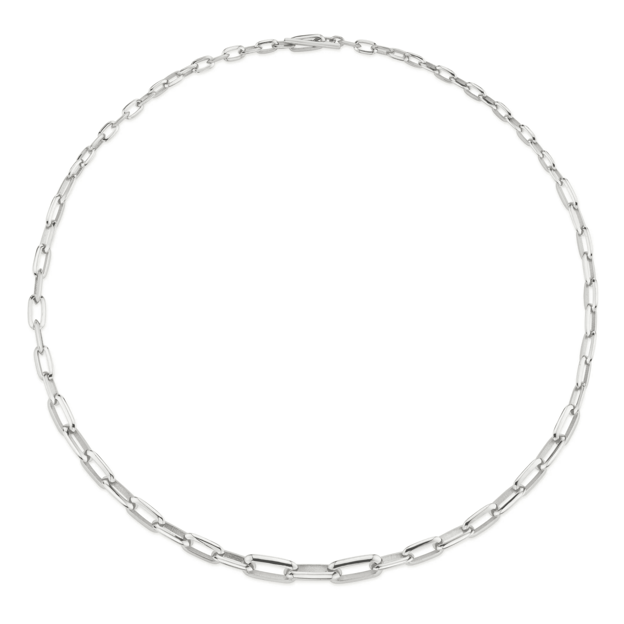 Sterling Silver "Chubby" Graduated Knife Edge Oval Link Necklace - Peridot Fine Jewelry - Lizzie Mandler