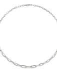 Sterling Silver "Chubby" Graduated Knife Edge Oval Link Necklace - Peridot Fine Jewelry - Lizzie Mandler