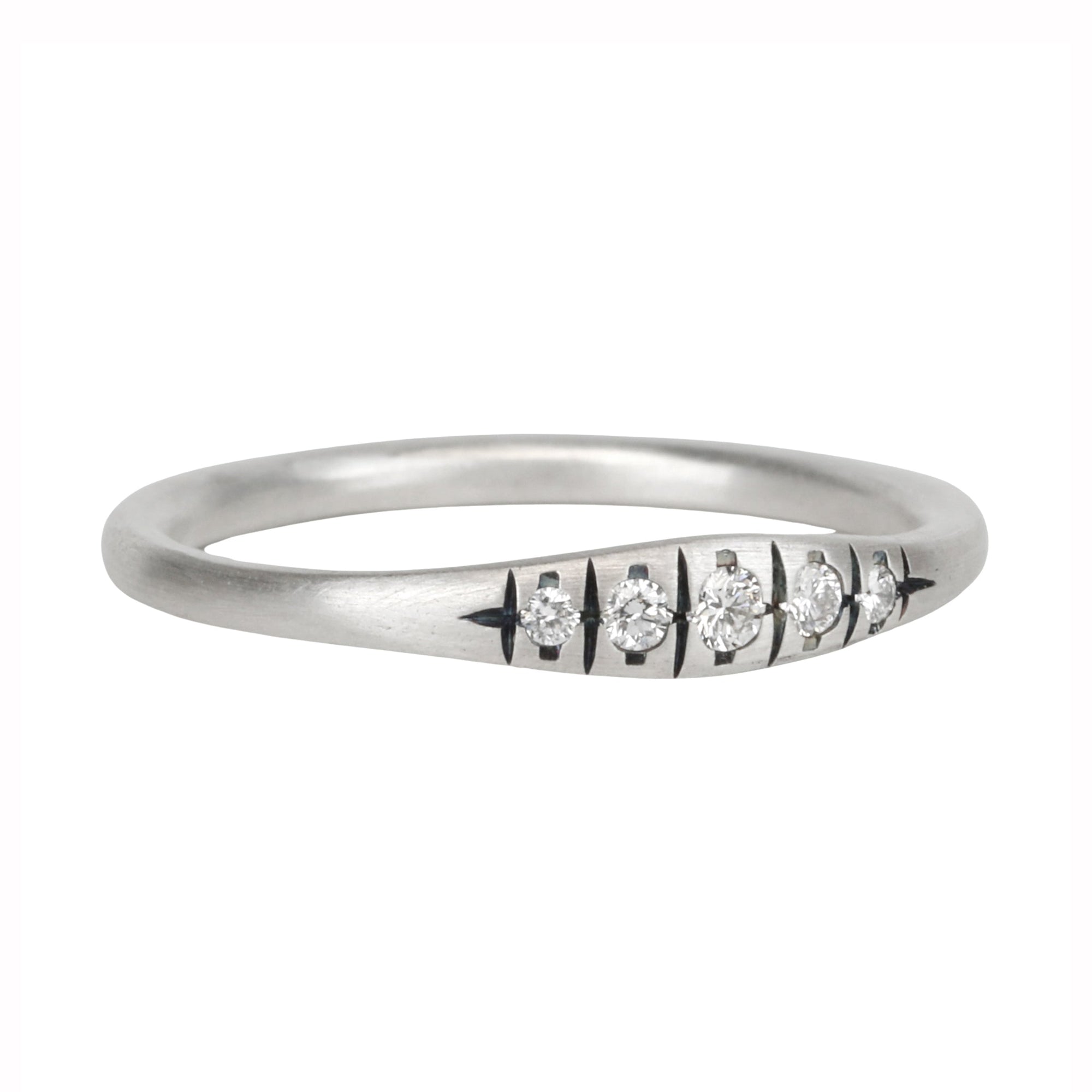 Sterling Silver &quot;Erin&quot; Diamond Ring With Five Graduated Diamonds - Peridot Fine Jewelry - dan-yell