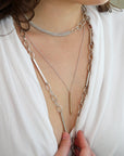 The "Peridot Collab" Handmade Sterling Silver Necklace with Oval Links & Eight Strands of Cable Chain - Peridot Fine Jewelry - Sarah Macfadden