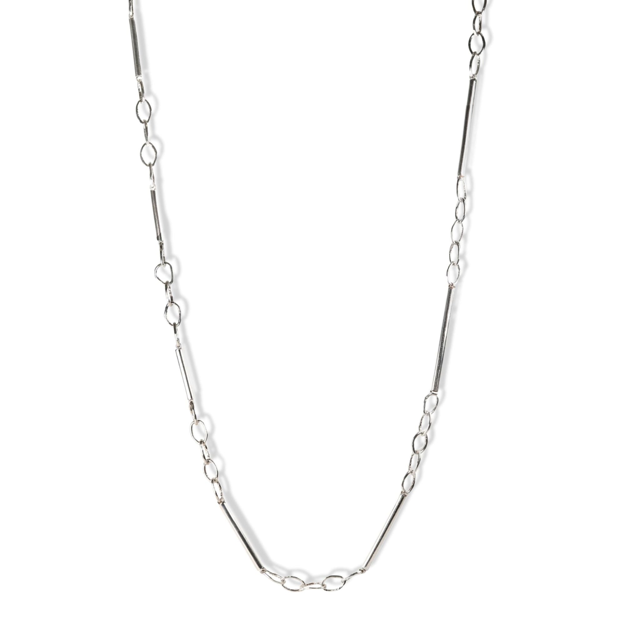 The "Solo" Sterling Silver Solid Bar &amp; Handmade Oval Link Necklace - Peridot Fine Jewelry - Sarah Macfadden