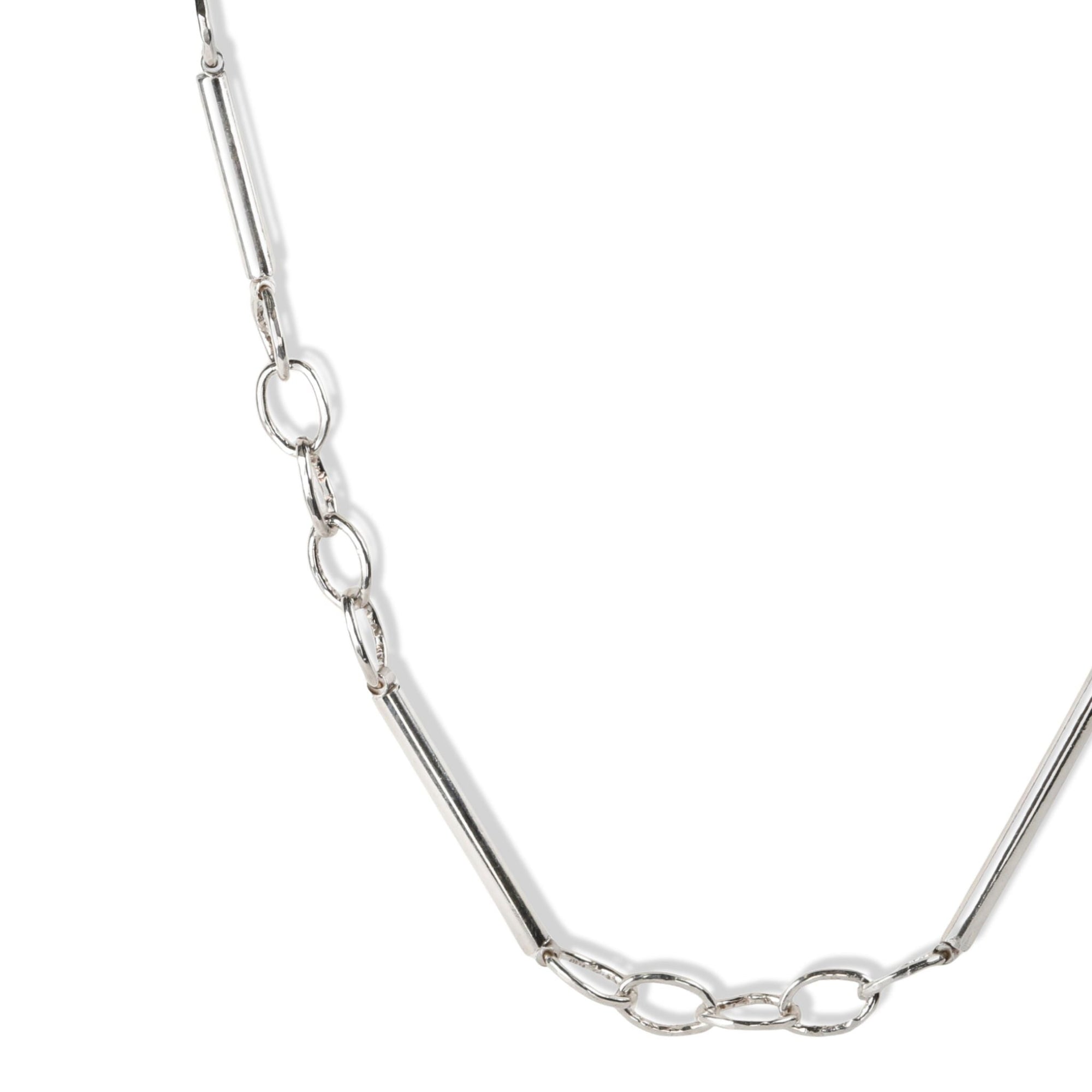 The "Solo" Sterling Silver Solid Bar &amp; Handmade Oval Link Necklace - Peridot Fine Jewelry - Sarah Macfadden