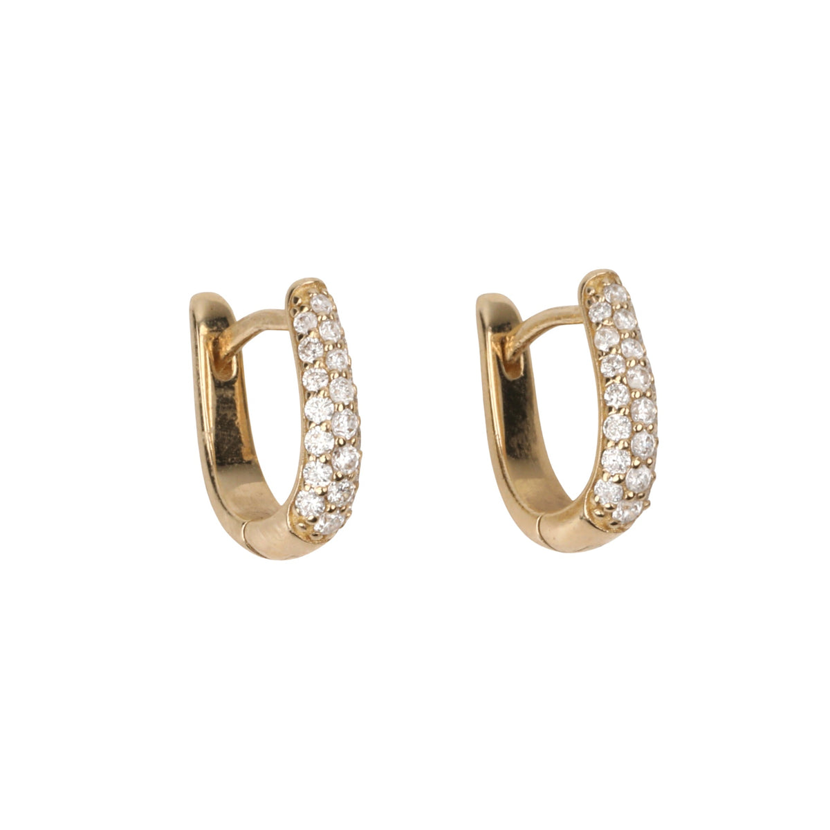 Triple Row Pave Diamond Mini "Theodora" Click Hoop Earrings - Peridot Fine Jewelry - Zahava