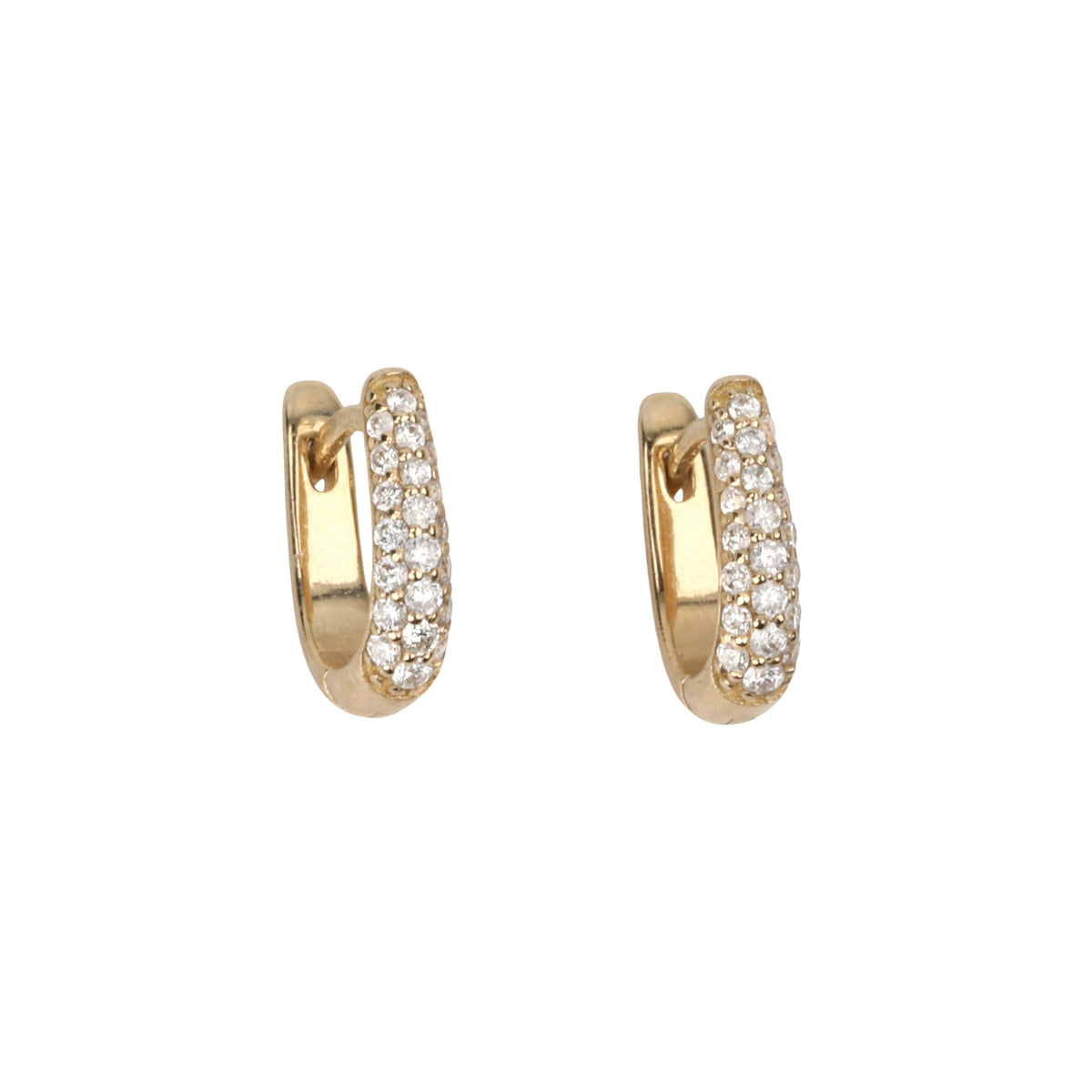Triple Row Pave Diamond Mini "Theodora" Click Hoop Earrings - Peridot Fine Jewelry - Zahava