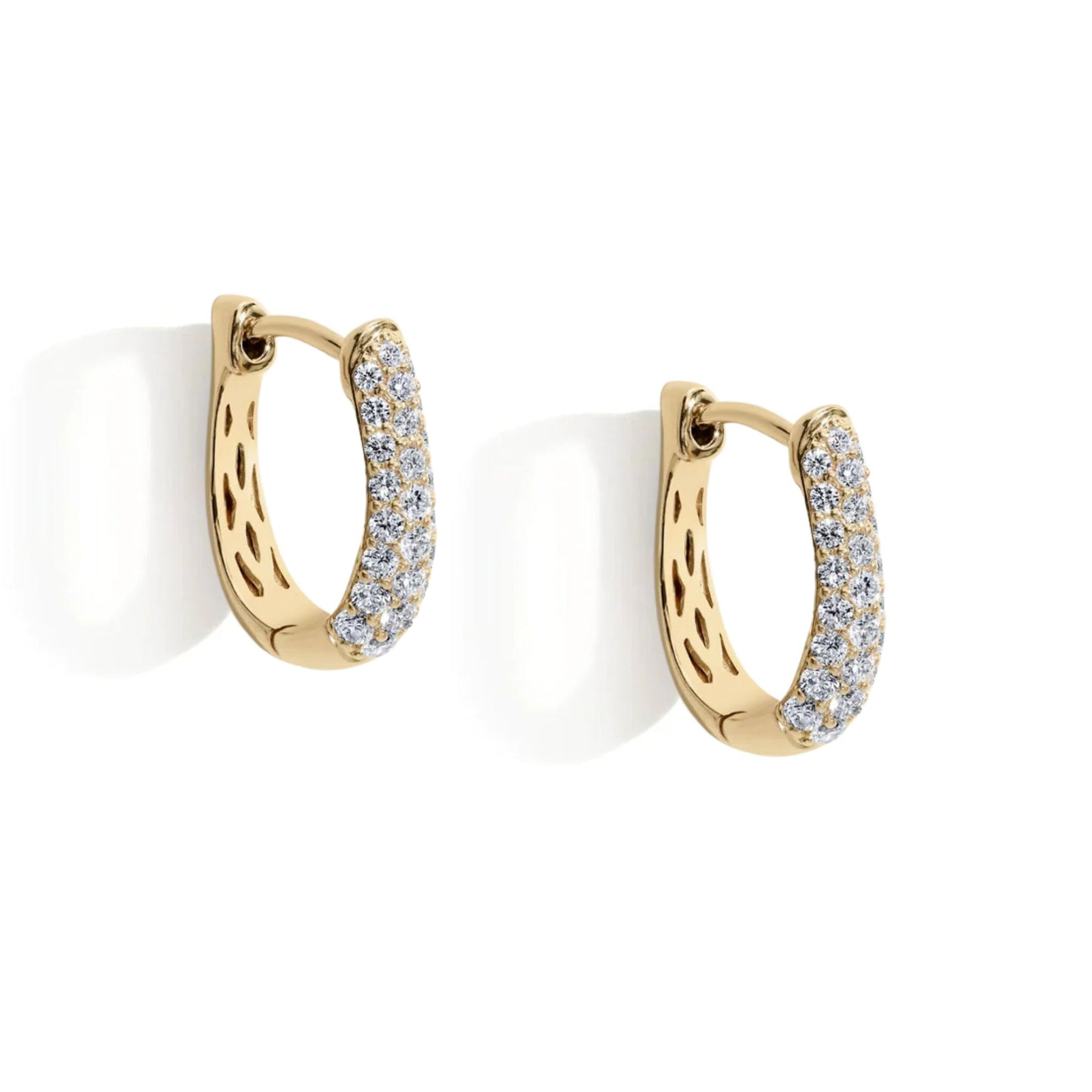 Triple Row Pave Diamond &quot;Theodora&quot; Click Hoop Earring - Peridot Fine Jewelry - Zahava