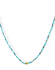 Turquoise Beaded Necklace with 18K Gold Rounded Oval Bead - Peridot Fine Jewelry - Margaret Solow Jewelry