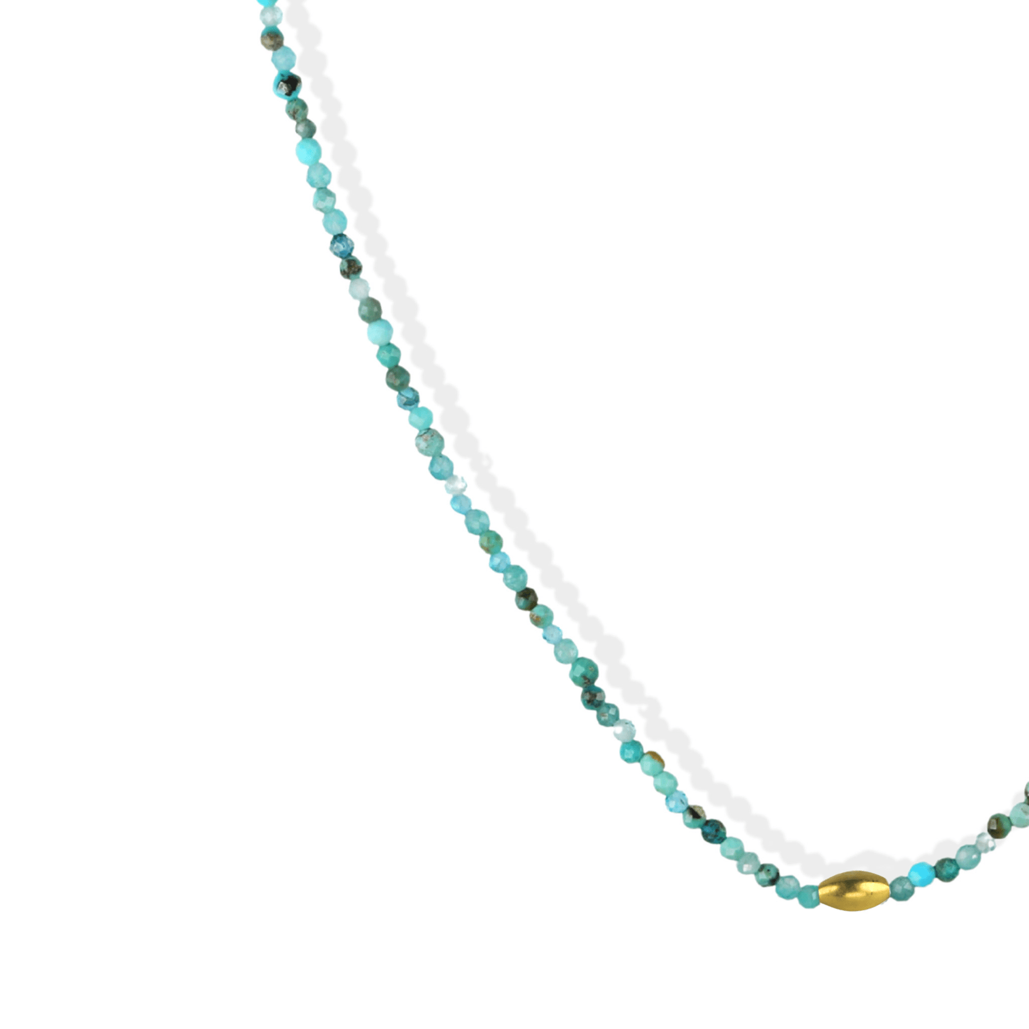 Turquoise Beaded Necklace with 18K Gold Rounded Oval Bead - Peridot Fine Jewelry - Margaret Solow Jewelry