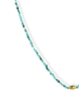 Turquoise Beaded Necklace with 18K Gold Rounded Oval Bead - Peridot Fine Jewelry - Margaret Solow Jewelry