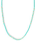 Turquoise Seed Bead Necklace with Three Amazonite & Gold Vermeil Stations - Peridot Fine Jewelry - Debbie Fisher