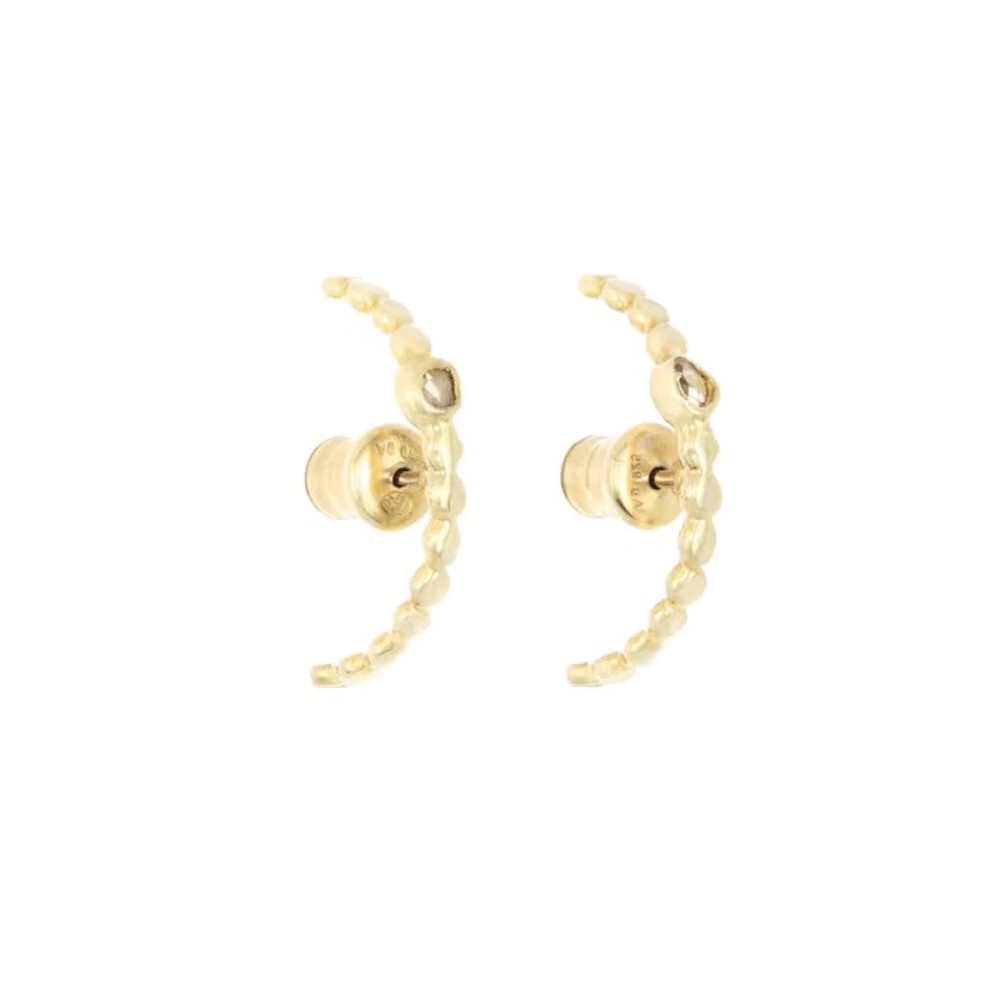 Vermeil Arch-Shaped Cuff Post Earrings with Polki Slice Diamond - Peridot Fine Jewelry - Marie Laure Chamorel