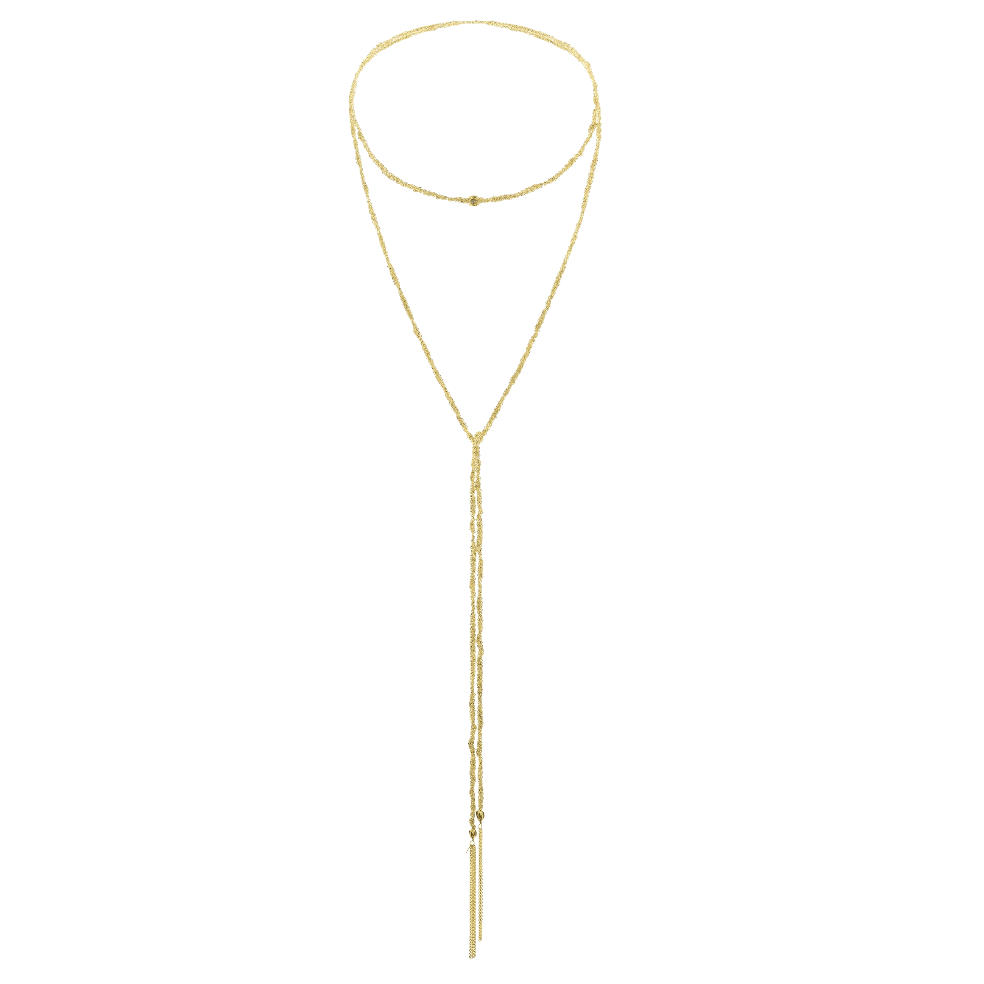 Vermeil Chain Woven Multi Twist Tie Lariat Necklace with Polki Diamond Accent Beads - Peridot Fine Jewelry - Marie Laure Chamorel