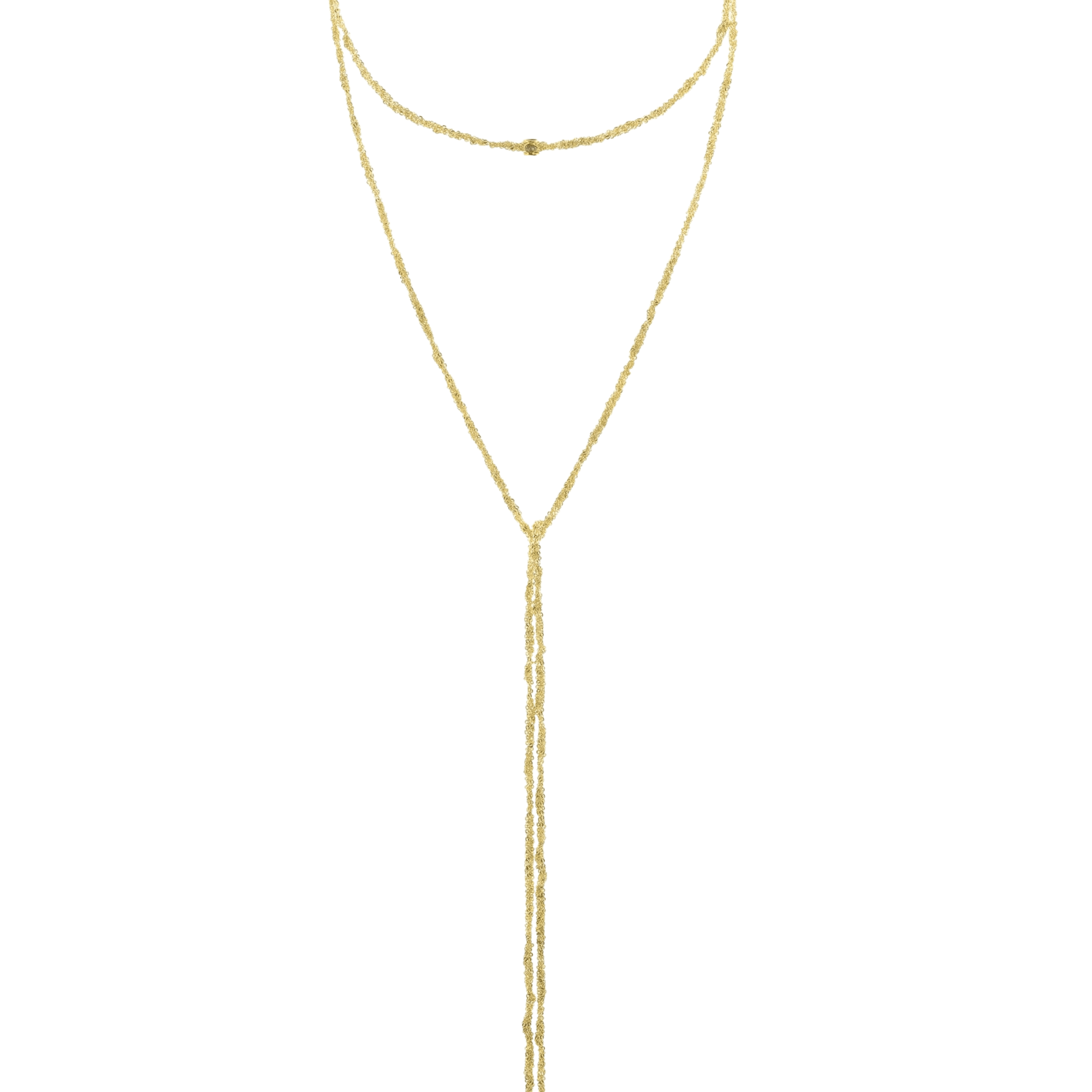 Vermeil Chain Woven Multi Twist Tie Lariat Necklace with Polki Diamond Accent Beads - Peridot Fine Jewelry - Marie Laure Chamorel