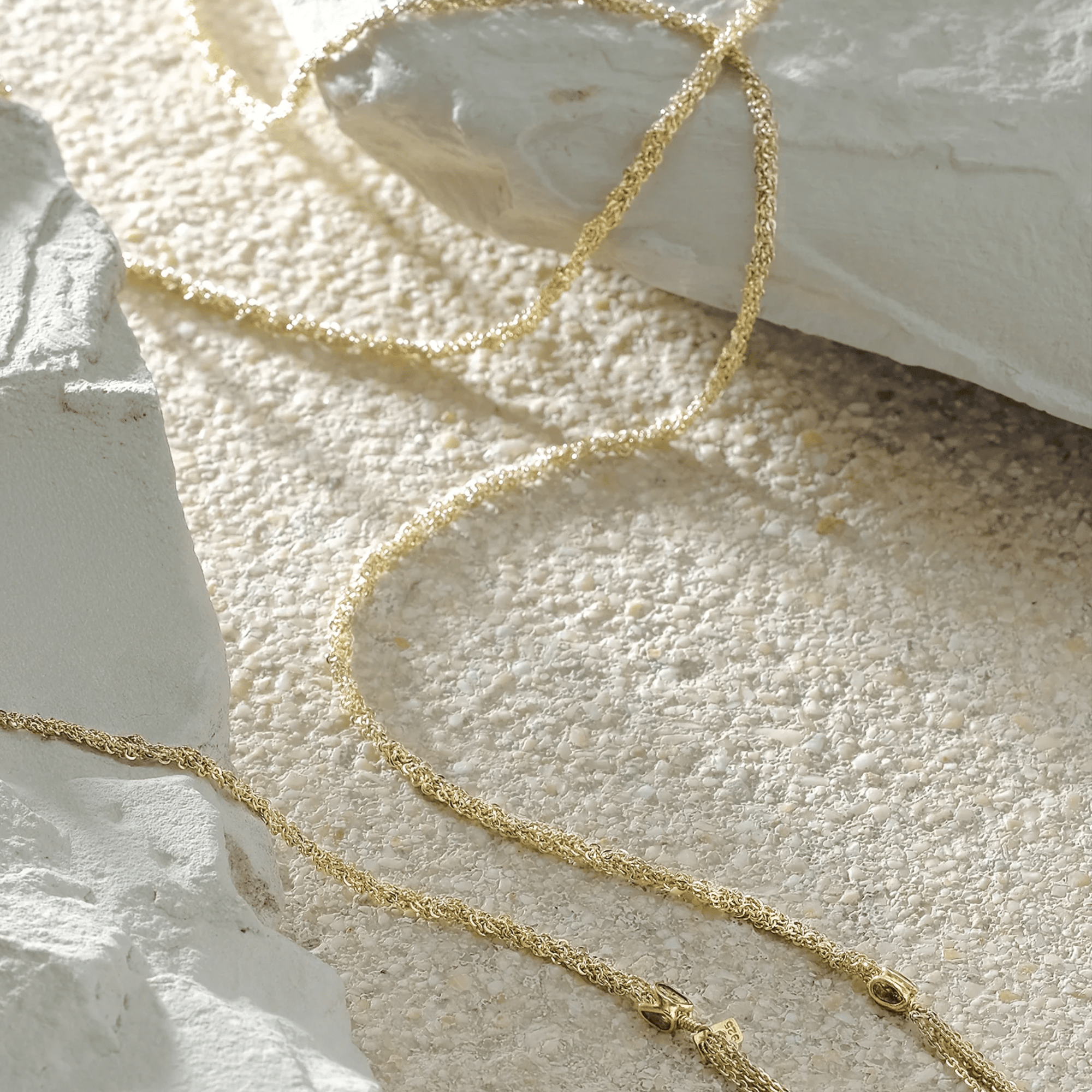 Vermeil Chain Woven Tie Lariat Necklace with End Chain Tassels &amp; Polki Diamond Rondelle Beads - Peridot Fine Jewelry - Marie Laure Chamorel