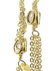 Vermeil Chain Woven Tie Lariat Necklace with End Chain Tassels & Polki Diamond Rondelle Beads - Peridot Fine Jewelry - Marie Laure Chamorel