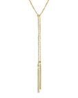 Vermeil Chain Woven Tie Lariat Necklace with End Chain Tassels & Polki Diamond Rondelle Beads - Peridot Fine Jewelry - Marie Laure Chamorel