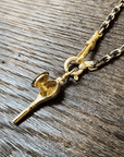 Vermeil Heavy Rectangular Link Chain & Black Silk Woven Necklace with Removable Diamond Key Locket Pendant - Peridot Fine Jewelry - Marie Laure Chamorel