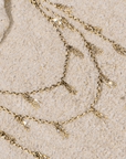 Vermeil & "Kaki" Green Silk Woven Multi Twist Tie Lariat Necklace with Mini Chain Tassel Stations - Peridot Fine Jewelry - Marie Laure Chamorel
