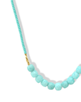 Vermeil & Turquoise Seed Beaded Necklace with Amazonite Beaded Center Station - Peridot Fine Jewelry - Debbie Fisher