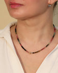 Watermelon Tourmaline "Boulder" Beaded Necklace - Peridot Fine Jewelry - Anne Sportun