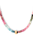 Watermelon Tourmaline "Boulder" Beaded Necklace - Peridot Fine Jewelry - Anne Sportun