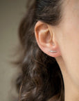14K Gold Moonstone and Diamond "Spike" Earring